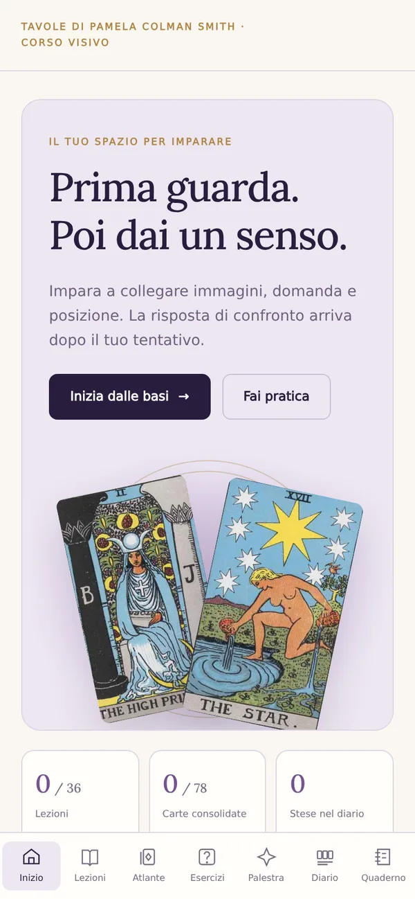 Pagina iniziale dell'app
