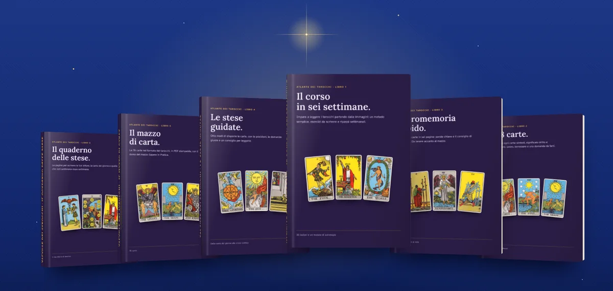 I libretti dell'Atlante dei Tarocchi: il corso, le 78 carte, il promemoria, le stese guidate, il mazzo e il quaderno