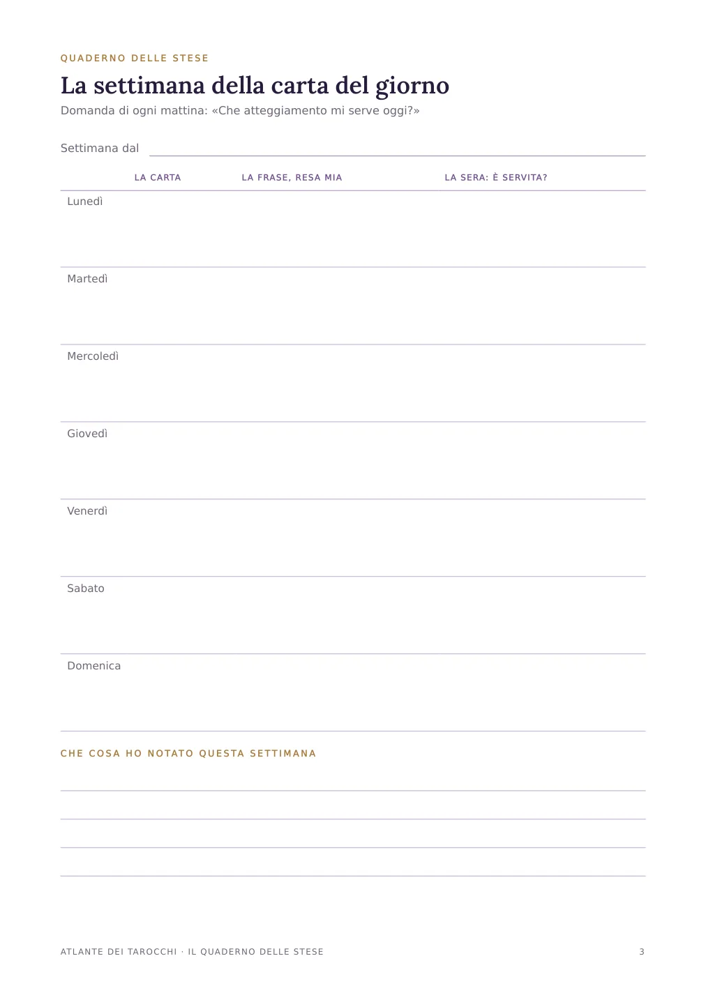 Una pagina del quaderno delle stese